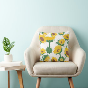 Cojín Decorativo Bloque de madera Imprimir amarillo girasol
