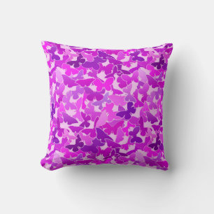Cojín Decorativo Bloque de mariposas, acetismo, violeta y orquídea