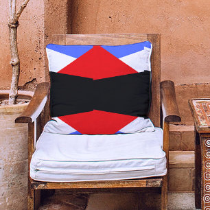 Cojín Decorativo Bloque estético de color rojo y azul y blanco y ne