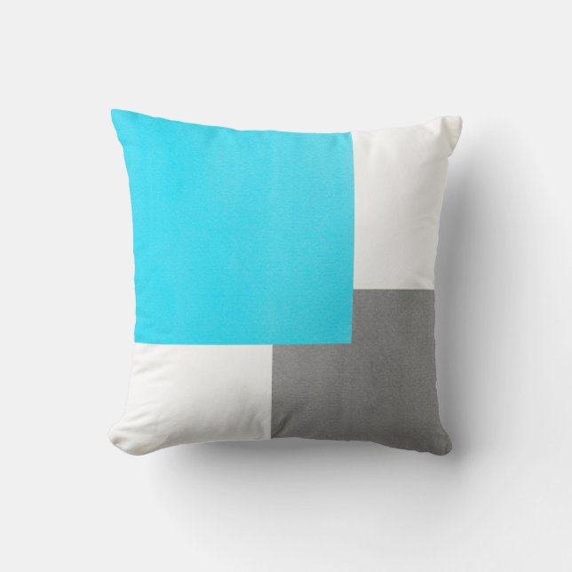 Cojín Decorativo Bloque geométrico de blanco gris Aqua (Anverso)