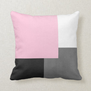 Cojín Decorativo Bloque geométrico rosa negro y blanco