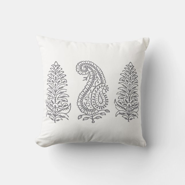 Cojín Decorativo Bloque indio de Motif: Impresión gris sobre blanco (Anverso)