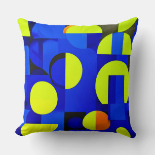Cojín Decorativo Bloques abstractos azules y amarillos