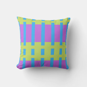 Cojín Decorativo Bloques de color en negrita Verde Azul Rosa 7