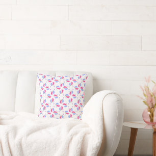 Cojín Decorativo Bloques de huellas de bebé pastel rosa y azul