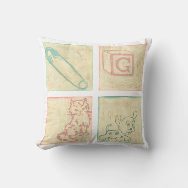 Cojín Decorativo Bloques de imágenes para bebés por Chariklia Zarri (Anverso)