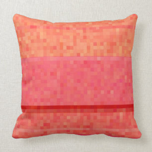 Cojín Decorativo Bloques de píxeles rojos y rosados naranjas de man
