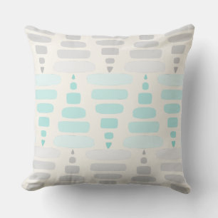 Cojín Decorativo Bloques de triángulo apilados de crema azul gris