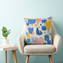 Cojín Decorativo Bloques flotantes abstractos modernos sueños de ag
