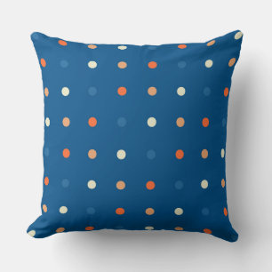 Cojín Decorativo Blu, white and Naranja Dots