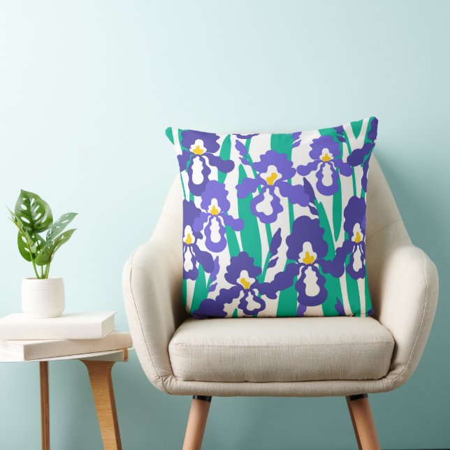 Cojín Decorativo Blue Abstract Iris Floral Pattern (Silla)
