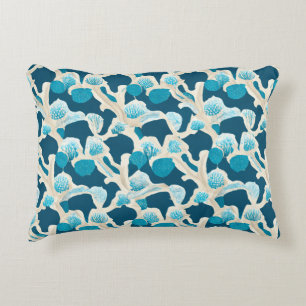 Cojín Decorativo Blue Abstract Ocean Floor Patrón costero
