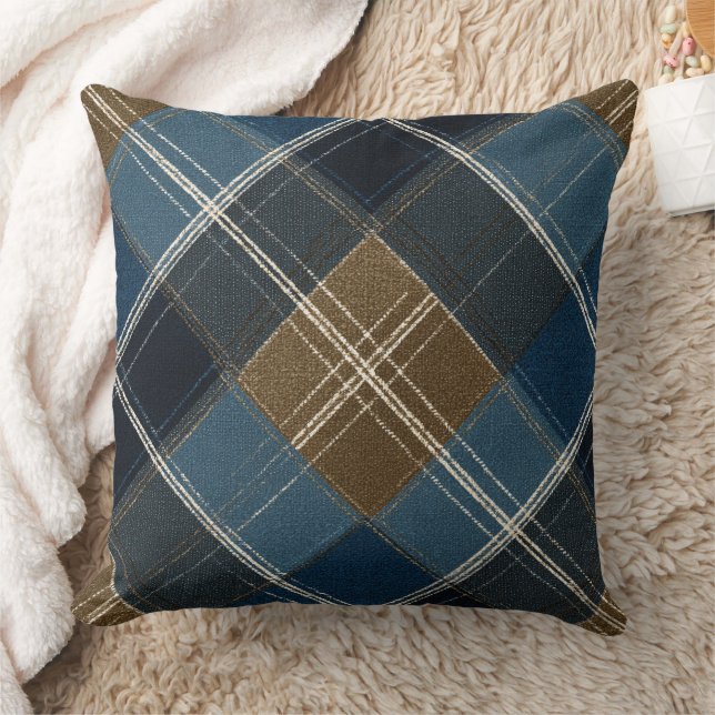 Cojín Decorativo Blue And Brown Plaid (Manta)
