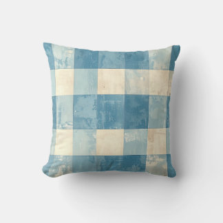 Cojín Decorativo Blue and cream checkered pattern