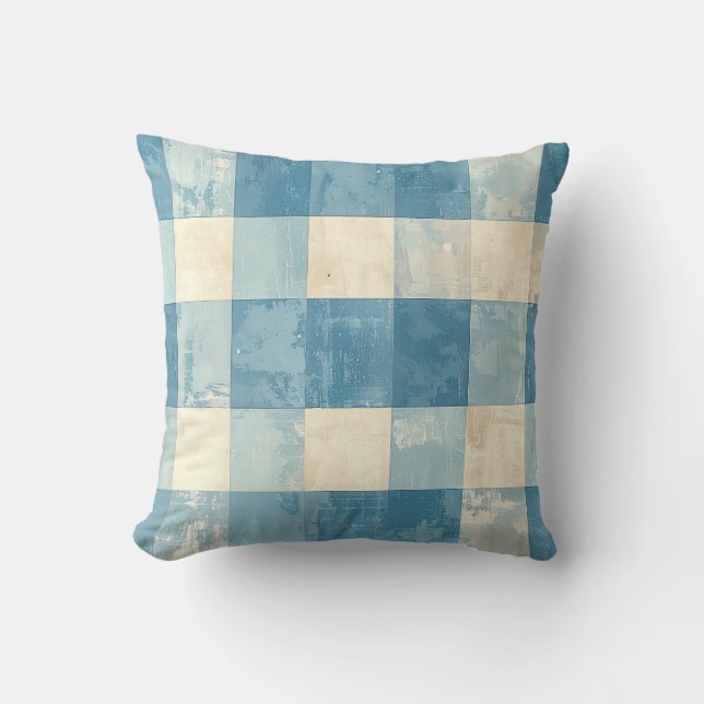 Cojín Decorativo Blue and cream checkered pattern (Anverso)