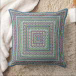 Cojín Decorativo Blue and green square ethnic ornament scarf<br><div class="desc">Blue and green square ethnic ornament scarf
 scarf,  square,  multicolored,  green,  blue,  pink,  rustic,  boho,  decor,  ornament,  decoration,  blanket,  handkerchief,  shawl,  ethnic,  folklore</div>