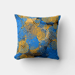 Cojín Decorativo Blue and Orange Concentric Circles Throw Pillow