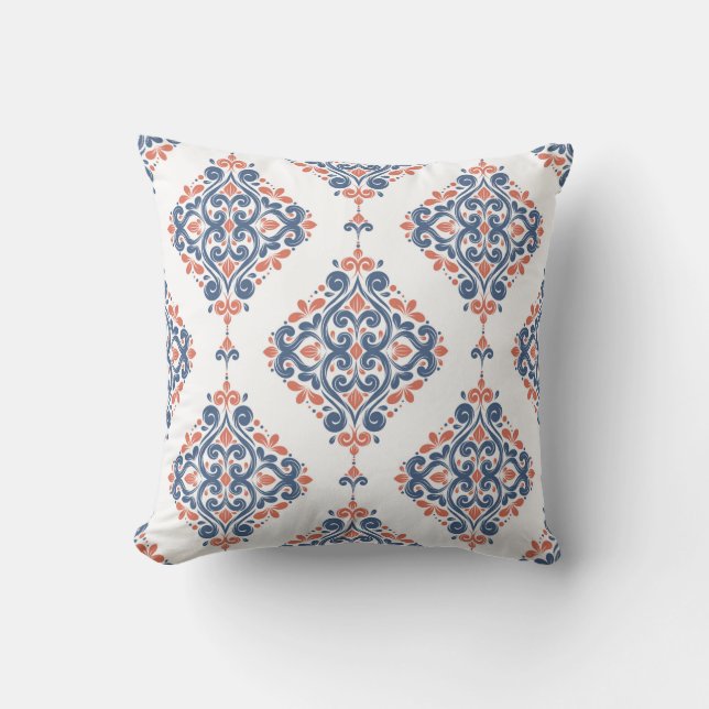 Cojín Decorativo Blue and orange ornamental seamless pattern. Vinta (Anverso)