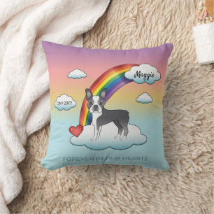 Cojín Decorativo Blue And White Boston Terrier Arcoíris Memorial