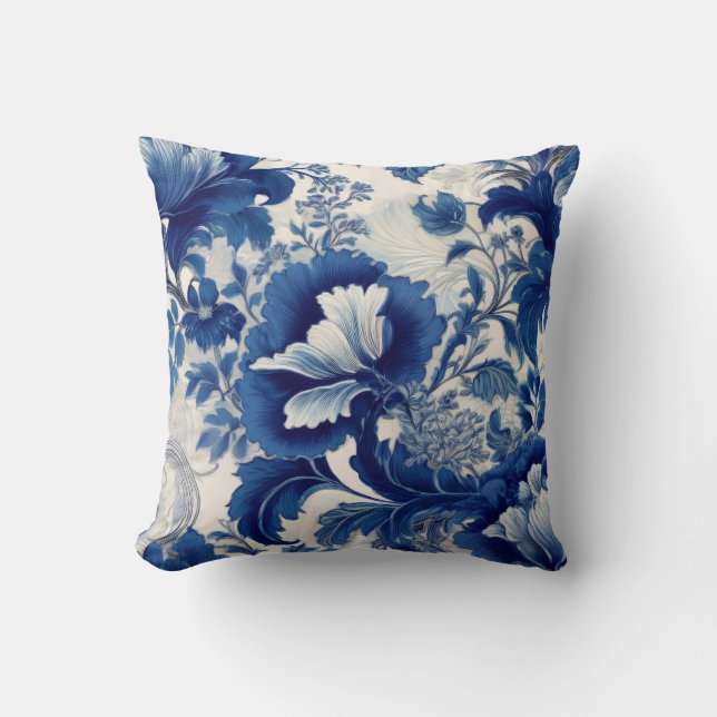 Cojín Decorativo Blue and white floral throw pillow (Anverso)