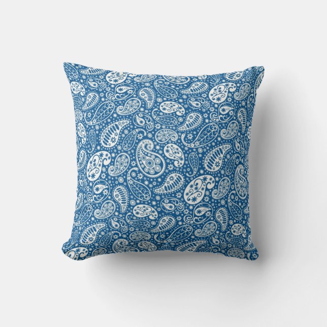 Cojín decorativo Blue and White Paisley (Anverso)