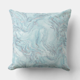 Cojín Decorativo Blue Aqua Silver Marble Swirls