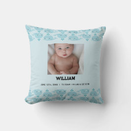 Cojín Decorativo Blue Baby Boy Nombre Nacimiento Fecha de nacimient