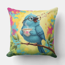 Blue Bird Cozy Throw Pillow 