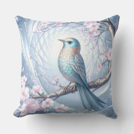 Cojín Decorativo Blue Bird Floral Throw Pillow