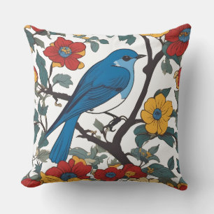 Cojín decorativo Blue Bird & Wildflowers