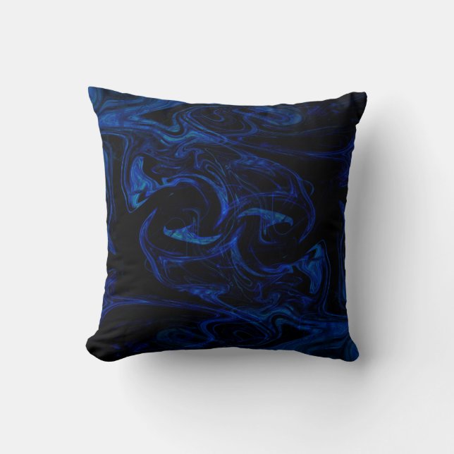 Cojín Decorativo Blue Black Swirl Abstract Smoky Guay (Anverso)