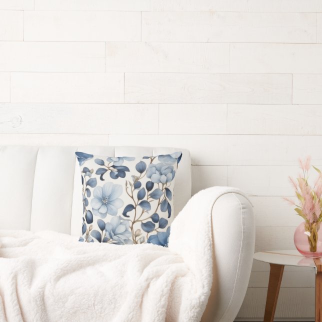 Cojín Decorativo Blue Bloom Reverie – Floral Duvet Cove Accent  (Sofá)