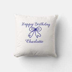 Cojín Decorativo Blue bow CUTIE AGREGAR NOMBRE DE BEBÉ feliz cumple