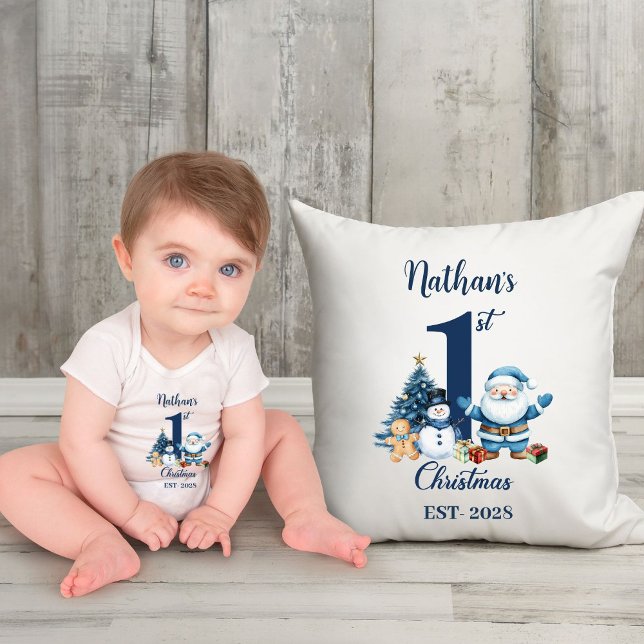 Cojín Decorativo Blue Boy First Christmas (Subido por el creador)
