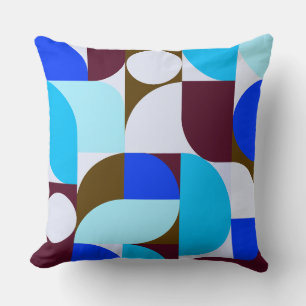 Cojín Decorativo Blue Burgundy Aqua Geometric Composition