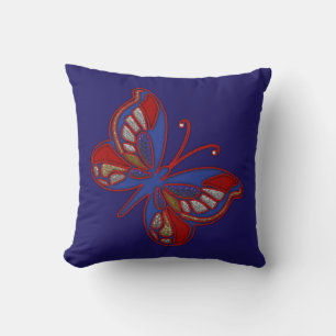 Cojín decorativo Blue Butterfly-Blue Sq rojo