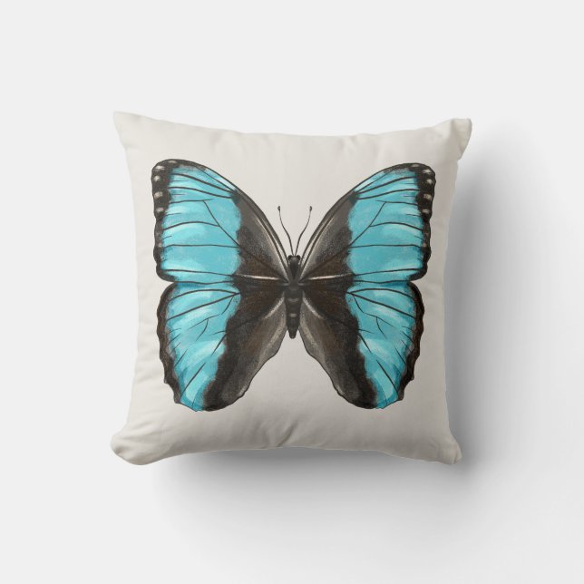 Cojín Decorativo Blue Butterfly Insectos Art Nature Lover (Anverso)