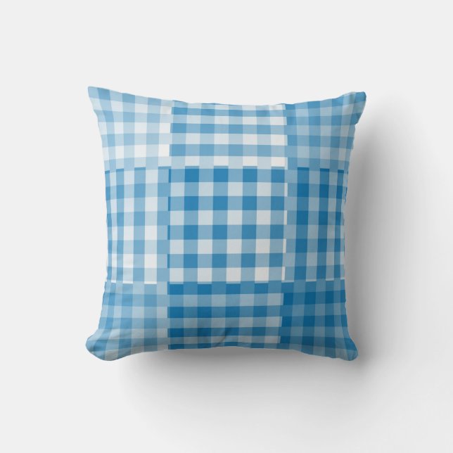 Cojín Decorativo Blue Checker Patchwork Pattern (Anverso)