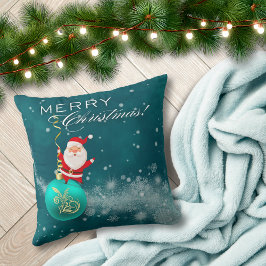 Cojín Decorativo Blue Christmas Santa Ornament Throw Pillow