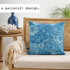 Cojín Decorativo blue circle batik pattern