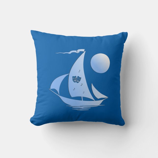 Cojín Decorativo Blue Comedy and Tragedy Theatre Sailboat (Anverso)