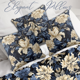 Cojín Decorativo Blue Cream Floral Peony