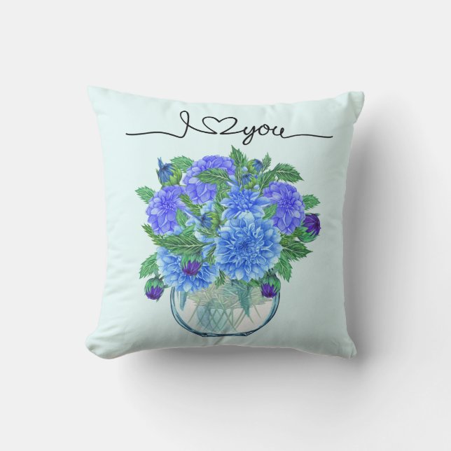 Cojín Decorativo Blue Dahlia Bouquet Pillow (Anverso)