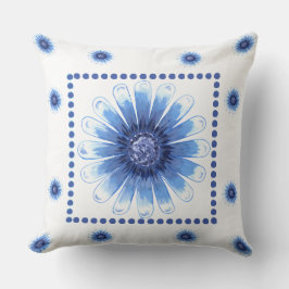 Cojín Decorativo Blue Daisy Pillow