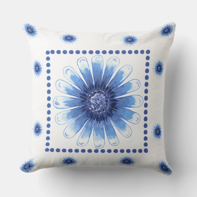 Cojín Decorativo Blue Daisy Pillow (Anverso)