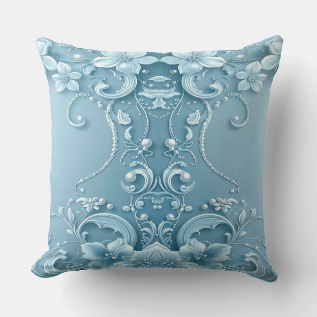 Cojín Decorativo Blue Decorative Floral Throw Pillow (Anverso)