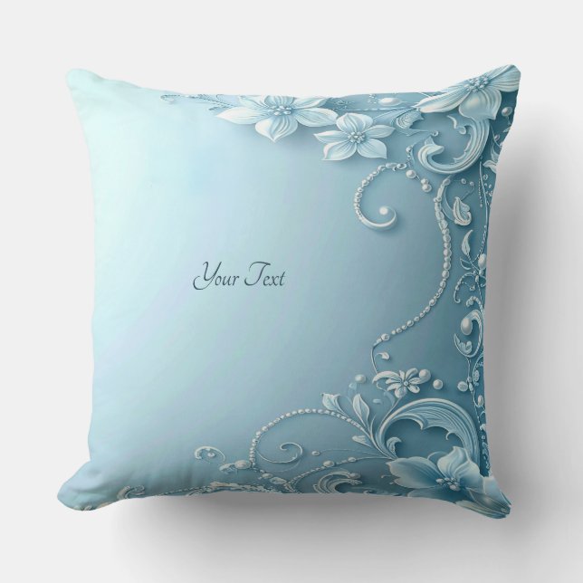 Cojín Decorativo Blue Decorative Floral Throw Pillow (Anverso)