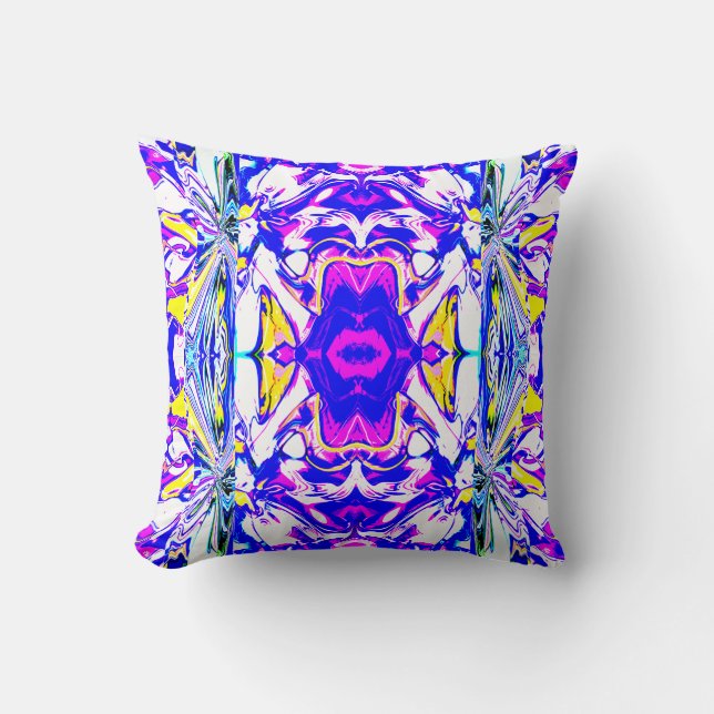 Cojín Decorativo Blue Dream Abstract Flower with Pink Yellow Tiles (Anverso)