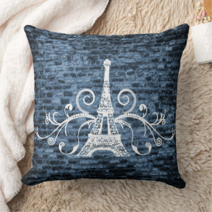 Cojín decorativo Blue Eiffel Towel Grunge