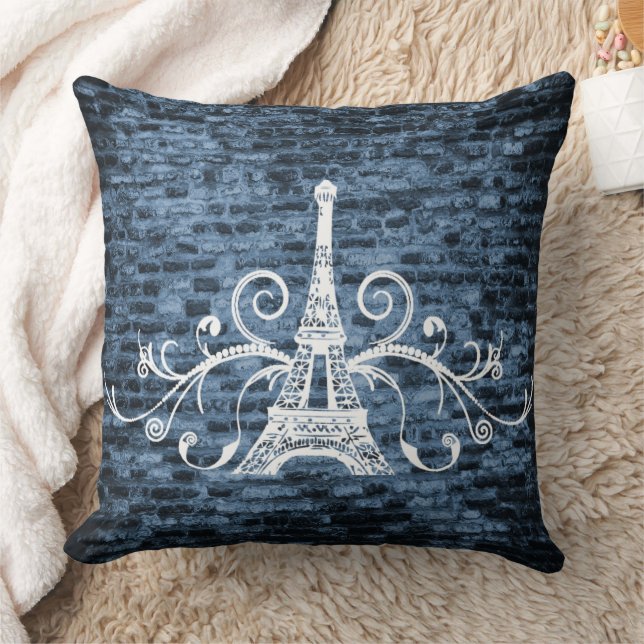 Cojín decorativo Blue Eiffel Towel Grunge (Manta)